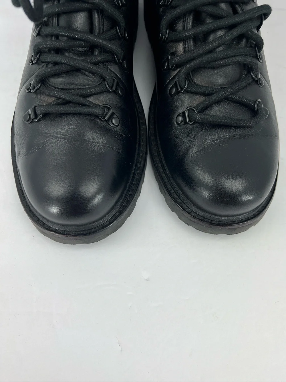 VINCE SAFI LACEUP BOOTS, BLACK UPPER LEATHER, SIZE US10, EU44